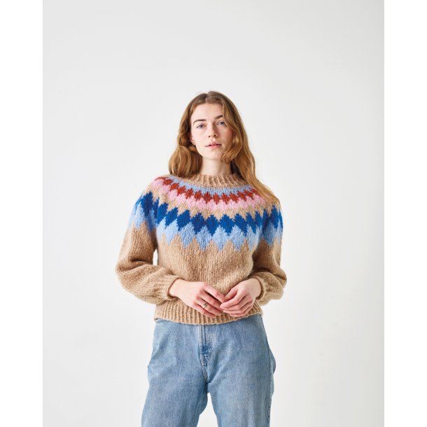 Harlekin sweater. Mnster fra Permin. Str XS-XXL. Pind 5 og 6