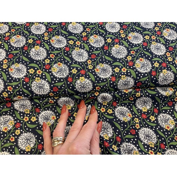 Fast viskose marine bund med tt blomster print som spreder glde