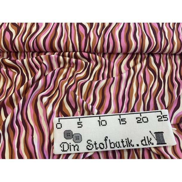 Fast viskose pink, orange, hvide striber fast viskose KUN 89 kr pr m