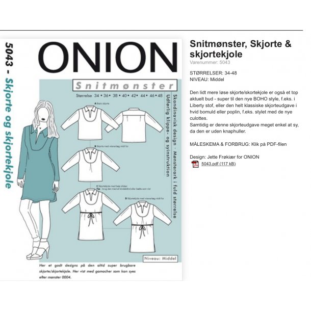 Onion 5043 Skjorte og skjortekjole