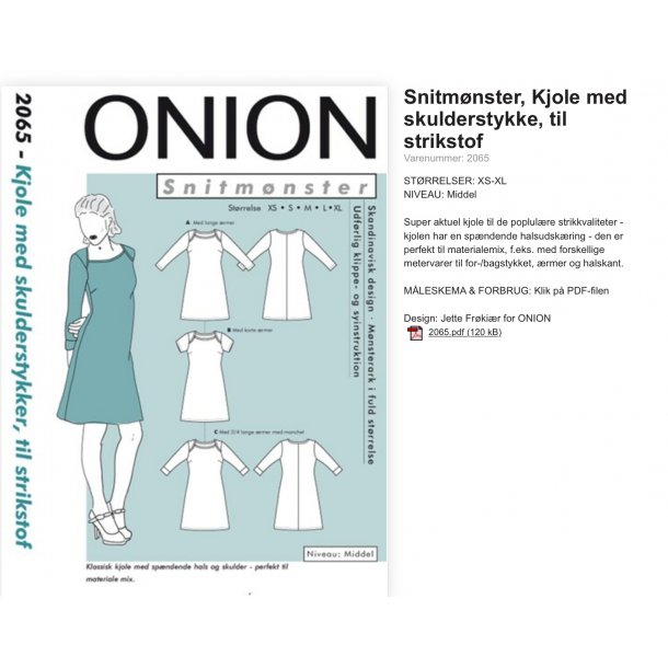 Onion 2065 kjole m/amerikansk lukning