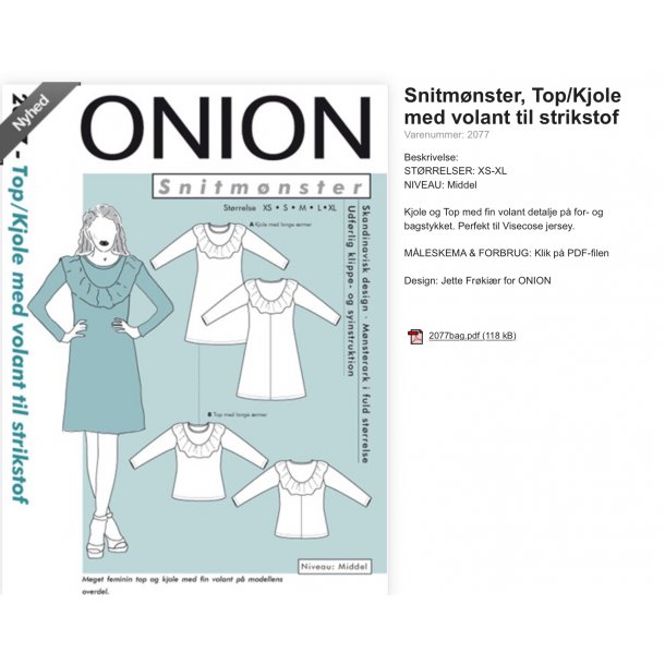 Onion 2077 kjole top m/volant