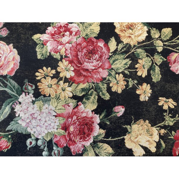 Gobelin sort bund med rosen buketter 189 kr pr m "NU 129 kr."