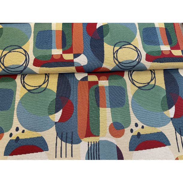 Gobelin grafisk print 189 kr pr m "NU 129 kr."
