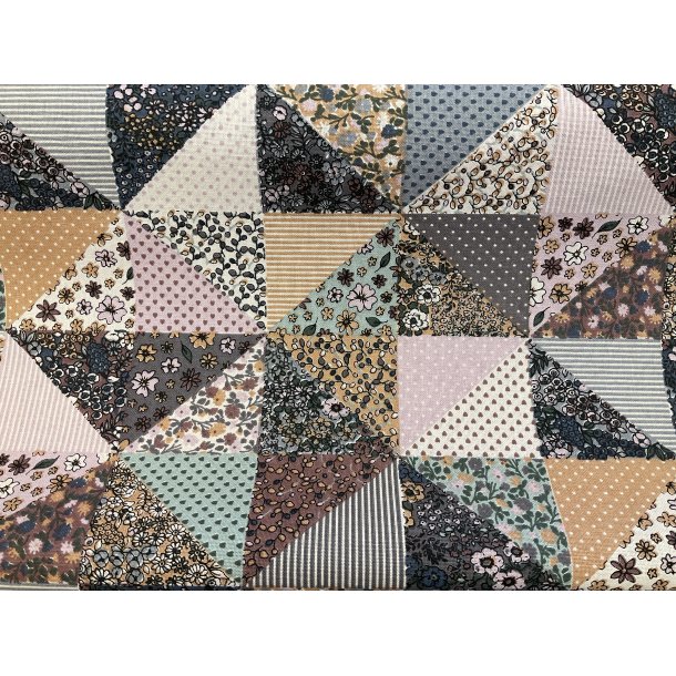 Halvpanama / canvas med patchwork print KUN 99 kr pr m