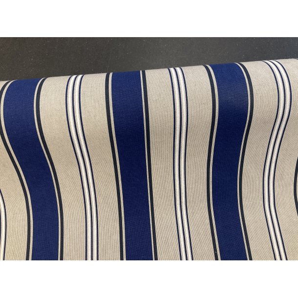 Halvpanama / canvas bl og hr brede striber KUN 99 kr pr m