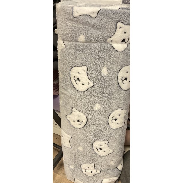 Fleece dobbeltsidet, MEGA bld. Gr med kattehoveder 119 kr pr m