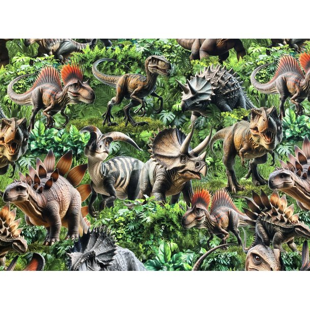 Bomulds jersey gler og dino i naturen super klare farver 150 kr pr m
