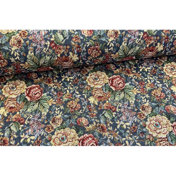 Gobelin super smukt sm blomster vvet stof i bl farver 149 kr pr m