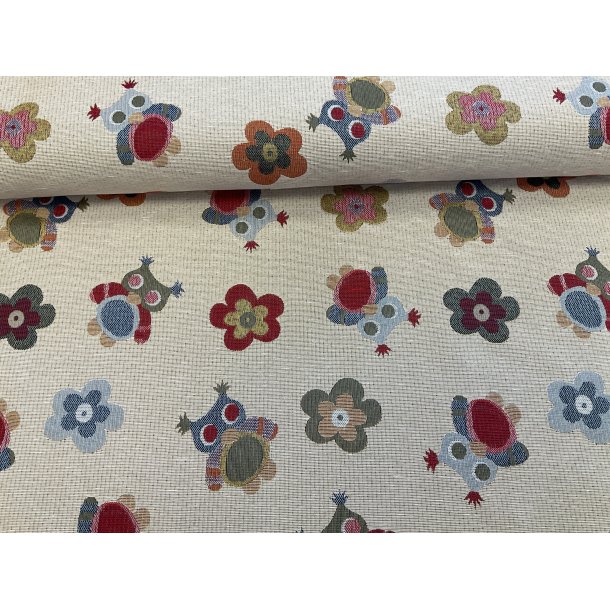Gobelin lys bund med ugler og blomster 149 kr pr m