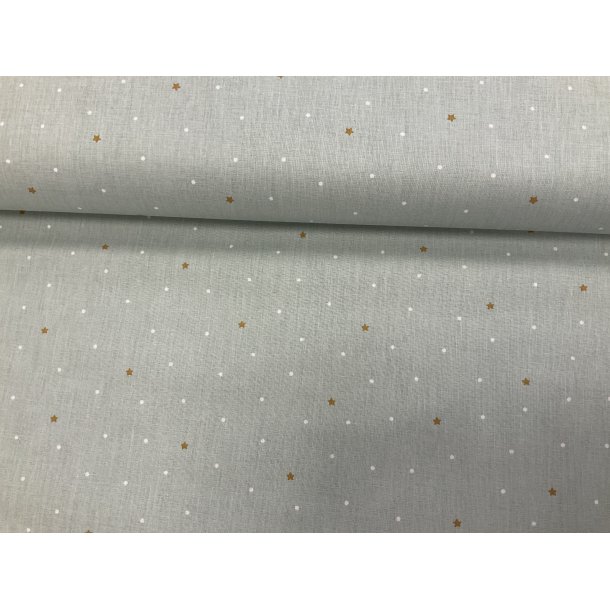 Fast 100 % bomuld poplin ttvvet, mint med karry og hvide nister. 69 kr pr m