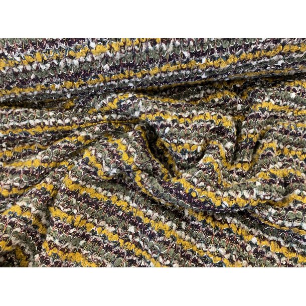 Boucle strik i grn, karry toner, (jakker cardigan puder mm)