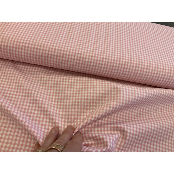 Fast 100 % bomuld poplin ttvvet, mini 2,7 mm ternet lyserd hvid. 75 kr pr m