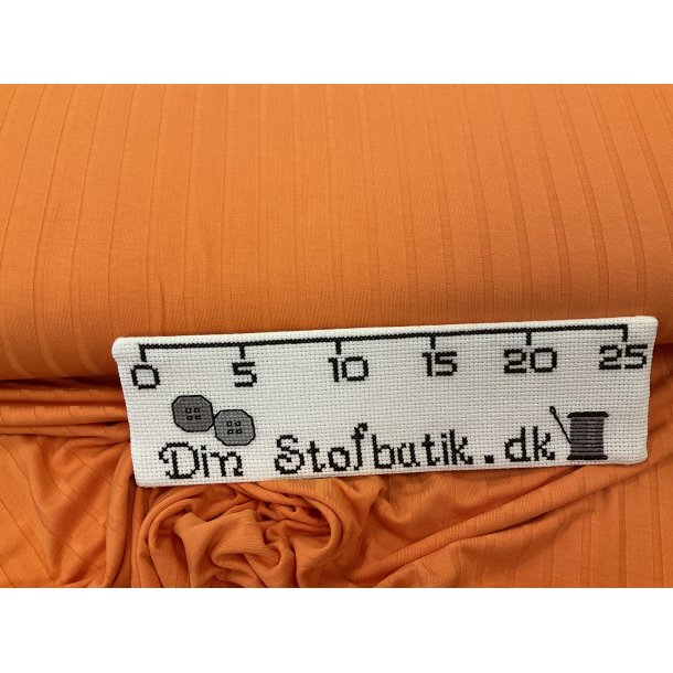 Viskose jersey ensfarvet med strib vvet. Virkelig god kvalitet. KUN 89 kr pr m. ORANGE