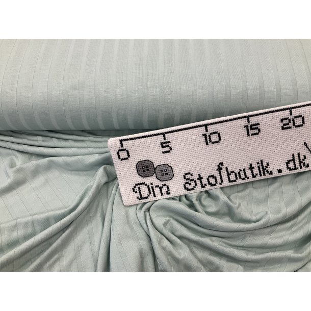 Viskose jersey ensfarvet med strib vvet. Virkelig god kvalitet. KUN 89 kr pr m. LYS MINT GRN