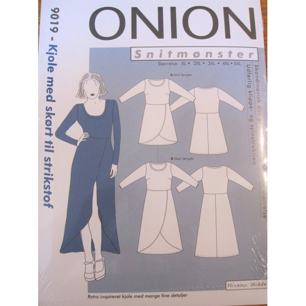 Onion 9019, plus size kjole m. sl-om effekt p skrt. 