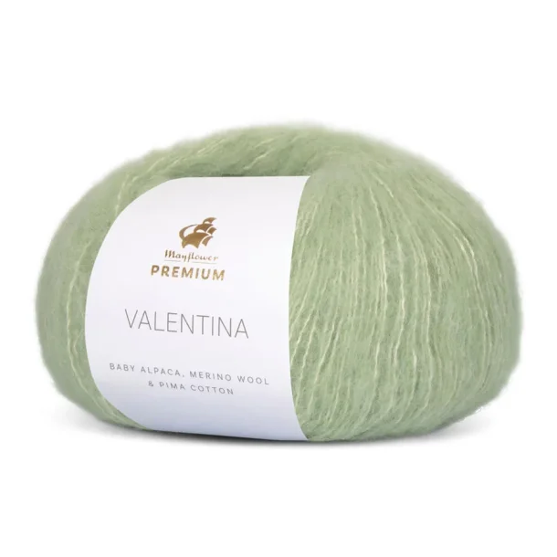 Valentina mohair garn fv 13 Matcha latte / lys stvet grn